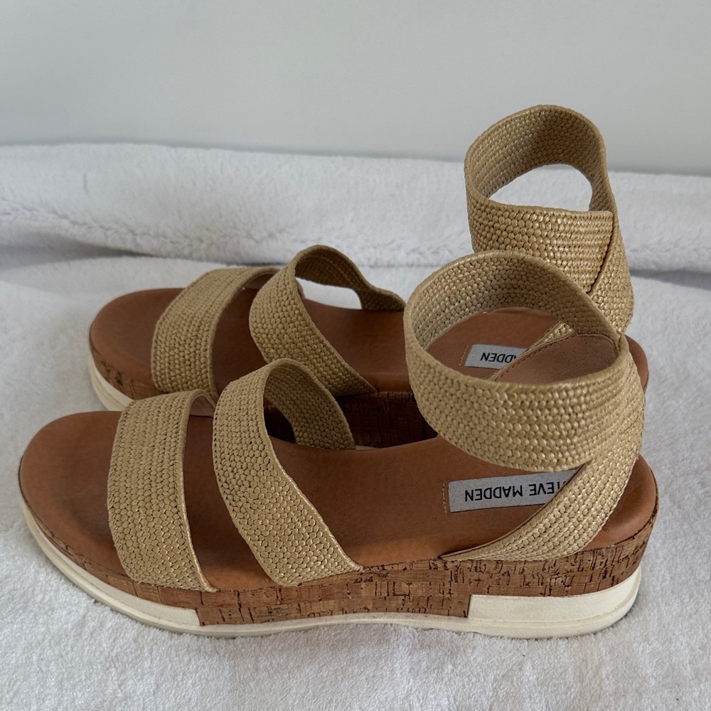 Steve Madden Bandi Espadrille Platform Sandal | Natural Raffia | Size 8.5 - Picture 9 of 16